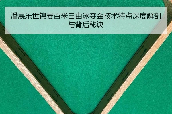 潘展乐世锦赛百米自由泳夺金技术特点深度解剖与背后秘诀